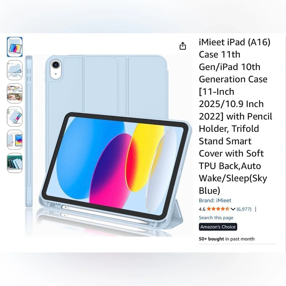 Imeet iPad Pro Case (A16) 11th Gen/10th Gen W/Pencil Holder Smart Cover NEW